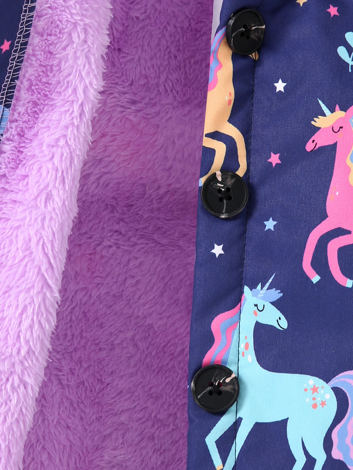 Autumn/Winter Fleece Warm And Cold Proof Girls' Colorful Printed Hooded Jacket For Casual Outings Medium To Long Length Jacket Pi-Mart