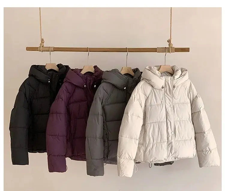 ZAROY Women's Thick Warm Cotton Jacket With Rhinestones Winter Casual Stand Collar Zipper Pocket Down Coat Puffer куртка LadyShow.Store