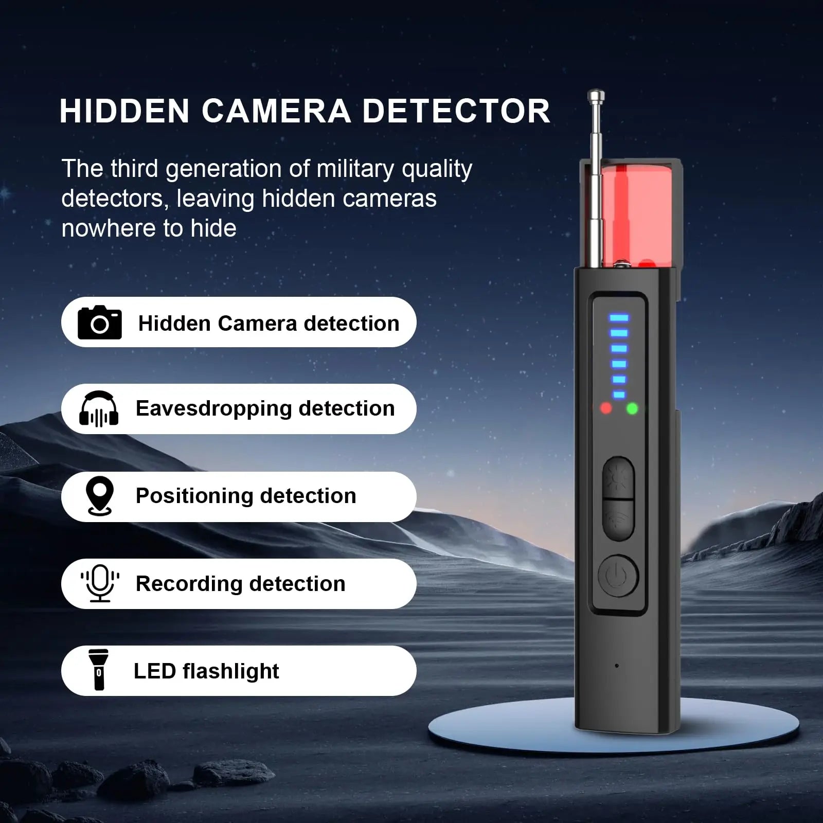 6-in-1 Anti-Spy Hidden Camera Detector GPS Tracker Finder RF Signal Eavesdropping Device Scanner for Hotel Travel Privacy LadyShow.Store