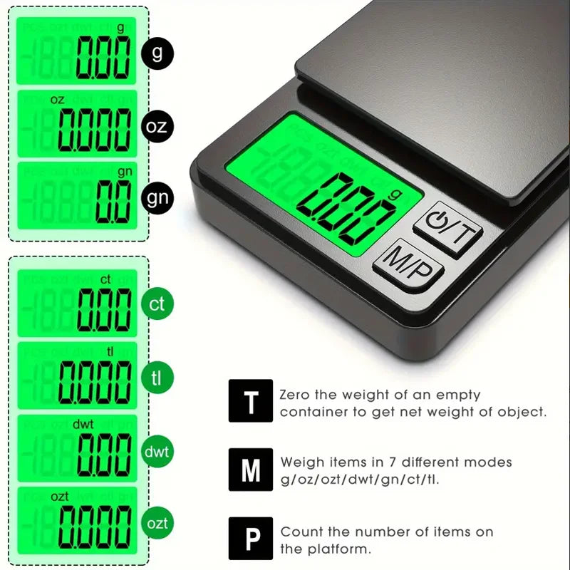 Precision Pocket Scale 1000g X 0.1g - Digital Gram, Food, Jewelry, Ounces/Grains Scale with Backlit LCD - Mini Scale for Travel LadyShow.Store