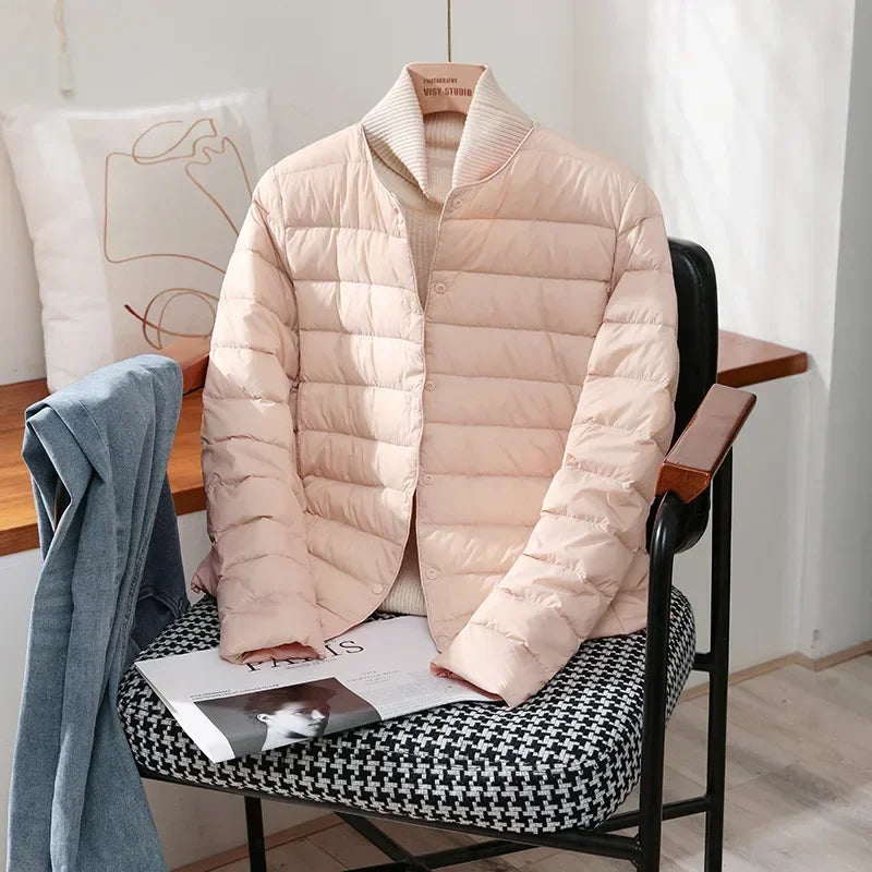 2024 New Autumn Winter Warm Ultra Light Weight Puffer Coats Down Jacket Women Slim Jacket Female Fashion White Duck Down Coat LadyShow.Store