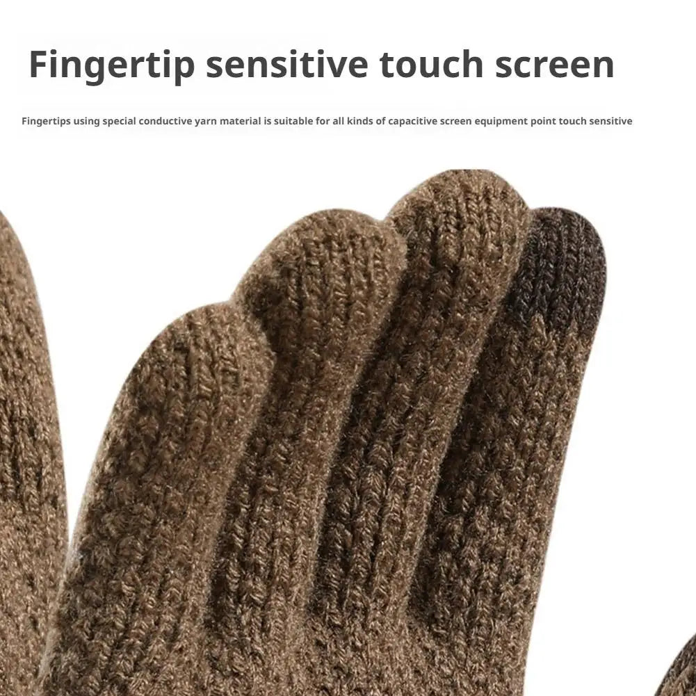 Thermal Winter Gloves For Men Thickened Warm Fleece Lined Anti-Slip Touch Screen Thermal Windproof Cycling Gloves Pi-Mart