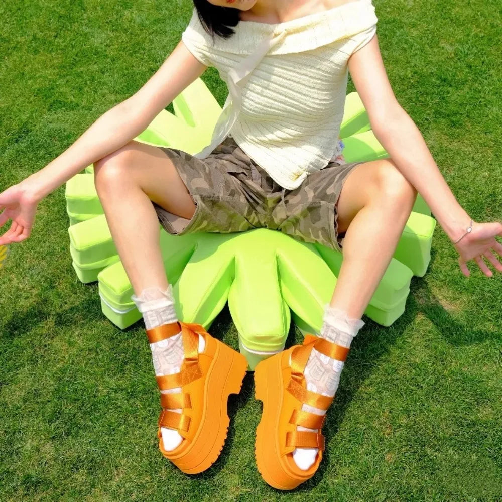 11CM High Platform Sandals Women Summer Hidden Heel Casual Mules Shoes Female Outside Beach Slipper Breathable Chunky Sneakers LadyShow.Store
