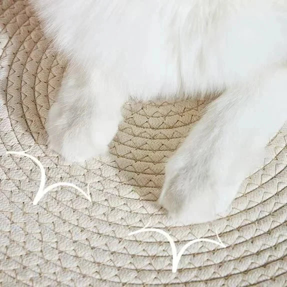 Pet Cat Bed Round Hand Woven Rattan Wear-resistant Cat Bed Summer Cooling Pet Bed Indoor Sleeping House Pet Products Accessories Pi-Mart