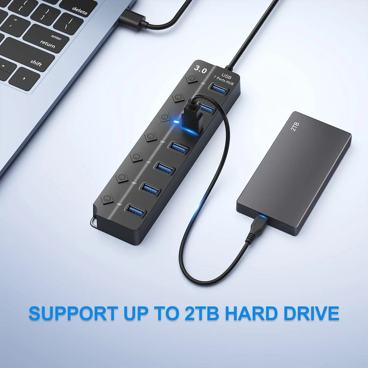 USB 3.0 Hub USB Hub 2.0 Multi USB Splitter Hub 100cm Long Cable Multiple Expander for Computer Laptop PC Accessories USB Adapter Pi-Mart