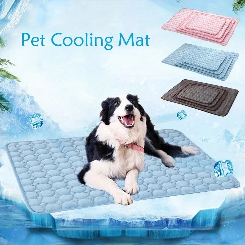 Summer Pet Ice Pad Cool Sleeping Mat Breathable Ice Silk Washable Pet Bed Durable Dog Cat Cushion Pet Supplies for Home Outdoor Pi-Mart