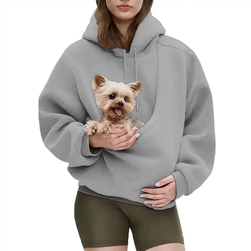 Pet Carrier Sweatshirt Hoodie for Small Dogs and Cats, Hands-Free Wearable Pouch Front Pack, Cozy Travel Walking Hiking Outfits LadyShow.Store