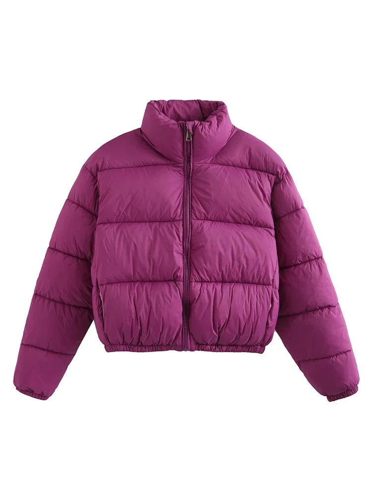 Vintage Women Brown Warm Puffer Jackets 2023 Winter Fashion Ladies Elegant Short Parka Casual Female Chic Green Outerwear LadyShow.Store