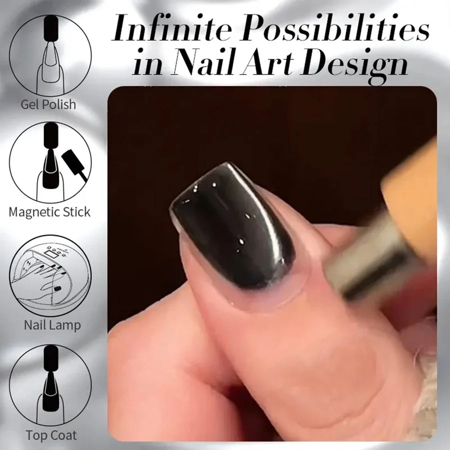 WS Black Glass Cat Magnetic Gel Nail Polish Punk Style Nail Art Manicure Varnis Semi Permanent Gel for Winter Nail Supplies Tri Light Beauty