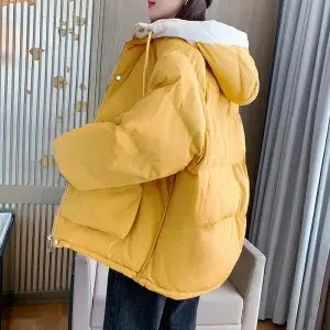 2024 Winter Korean Warm Female Puffer Coat Pocket Solid Parkas Padding Long Sleeve Thick New in Outerwears Hooded Women's Jacket LadyShow.Store