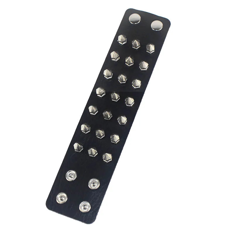 Vintage Leather Bracelets Punk Row Cuspidal Spikes Rivet Stud Wide Cuff PU Leather Punk Gothic Rock Unisex goth accessories Pi-Mart
