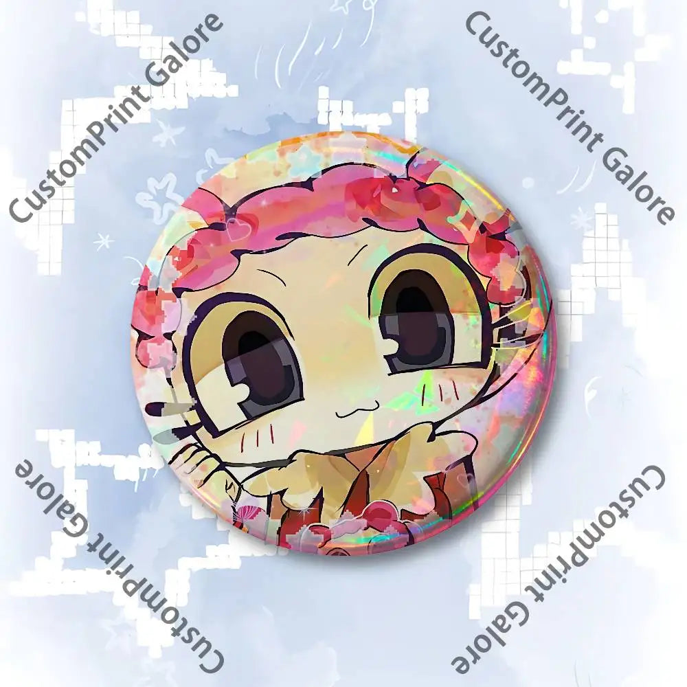 Cute Funny S-Shelly W-Wold Customizable Badge Tinplate Brooch Laser Film Lapel Pin for Decoration Party Small Gifts Pi-Mart