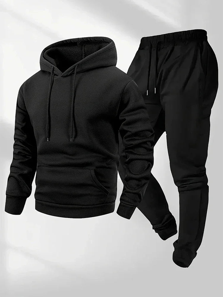 Men's Tracksuit Casual Hoodies Sweatshirts Suit Outdoors Gym Sports Jogging Clothing Autumn Winter Fashion Sweatpants 2 Pcs Sets Pi-Mart