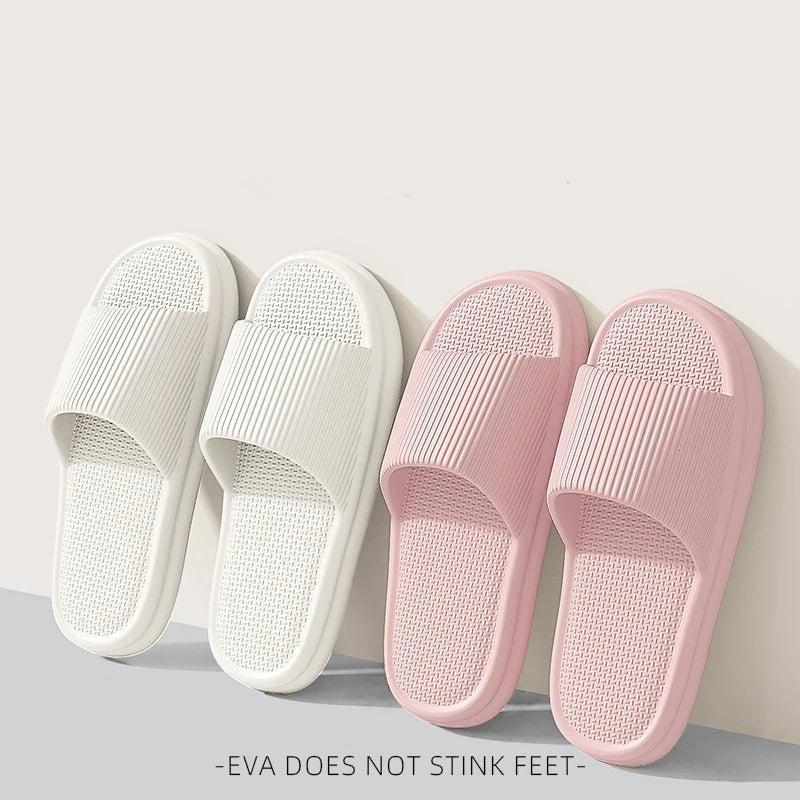 Women Summer Concise EVA Slippers Men Soft Home Slides Couples Bathroom Non-slip Sandals Adults Comfortable Outdoor Beach Shoes Pi-Mart