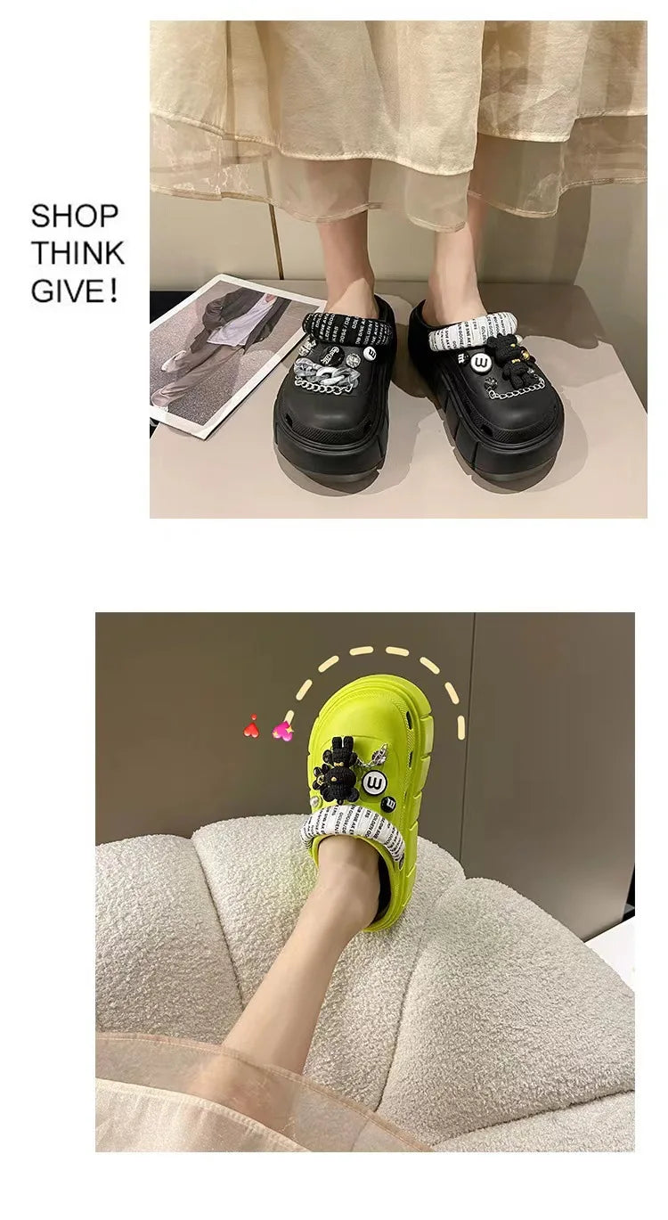 Fashion Charms Clogs New Arrival Thick Sole Outdoor Women Slippers High Quality Summer Beach Sandals For Girls Pi-Mart