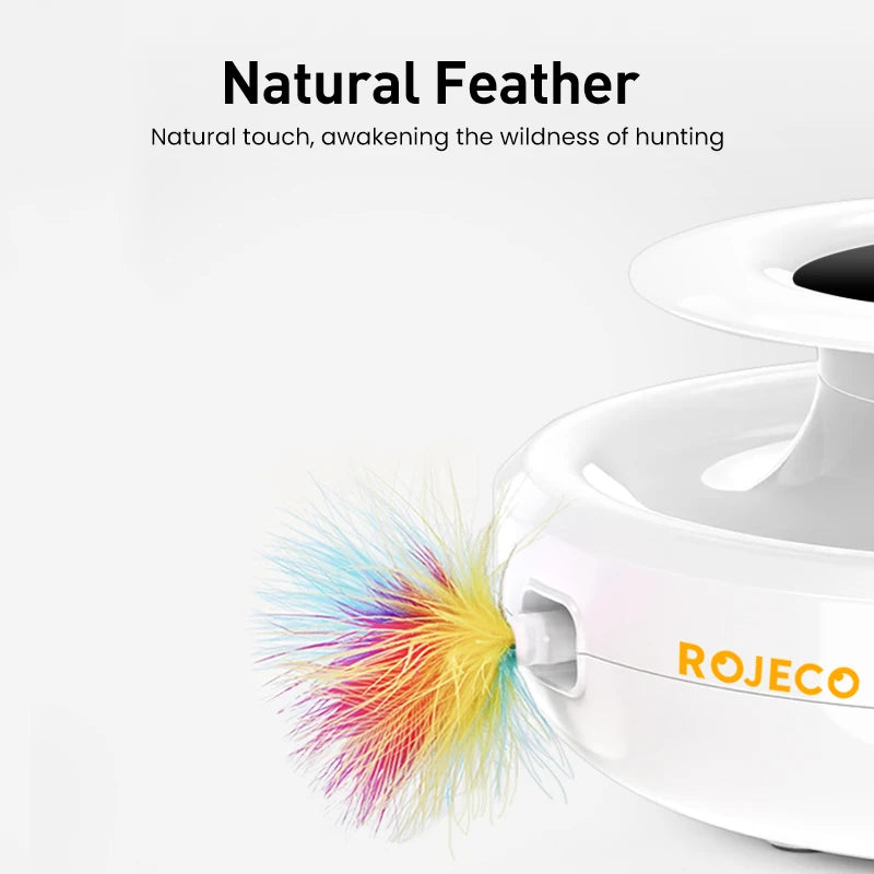 ROJECO 2 in 1 Smart Cat Toys Automatic Feather Fun Ball Toy Set For Cat Dog 5 Modes Electronic Interactive Pet Toy Accessories Pi-Mart