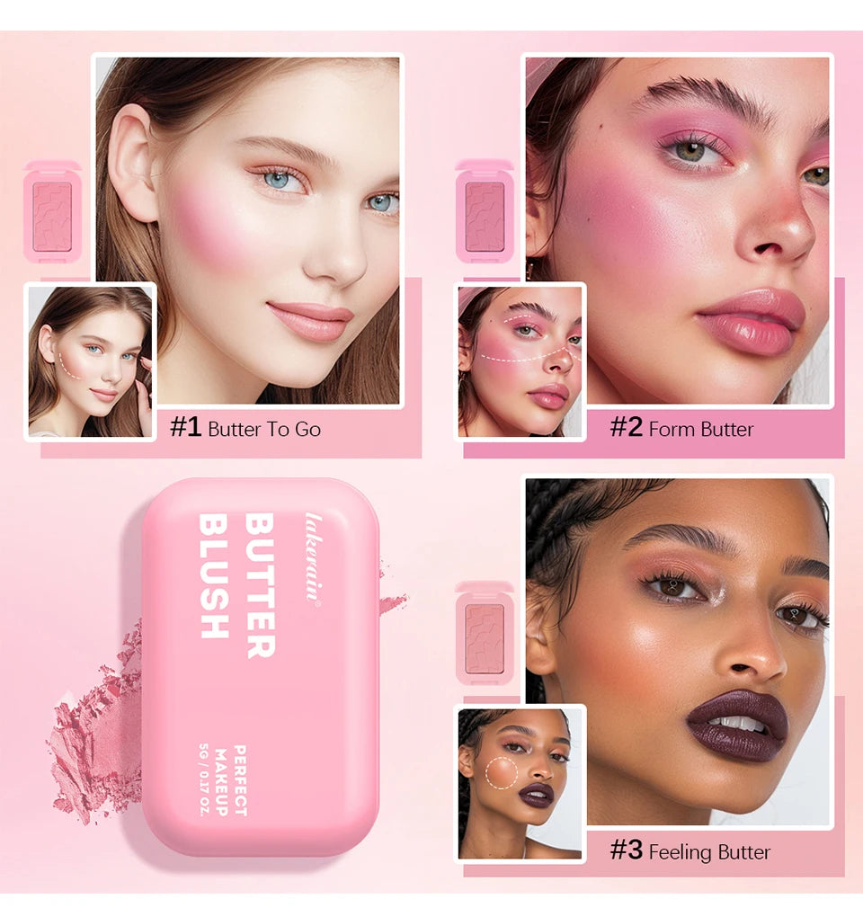 Professional Makeup Powder Blush 12HR Wear Vegan Formula Blusher Makeup Blush in Bar Cosmetics Palette Powder Pink Cream Face Pi-Mart