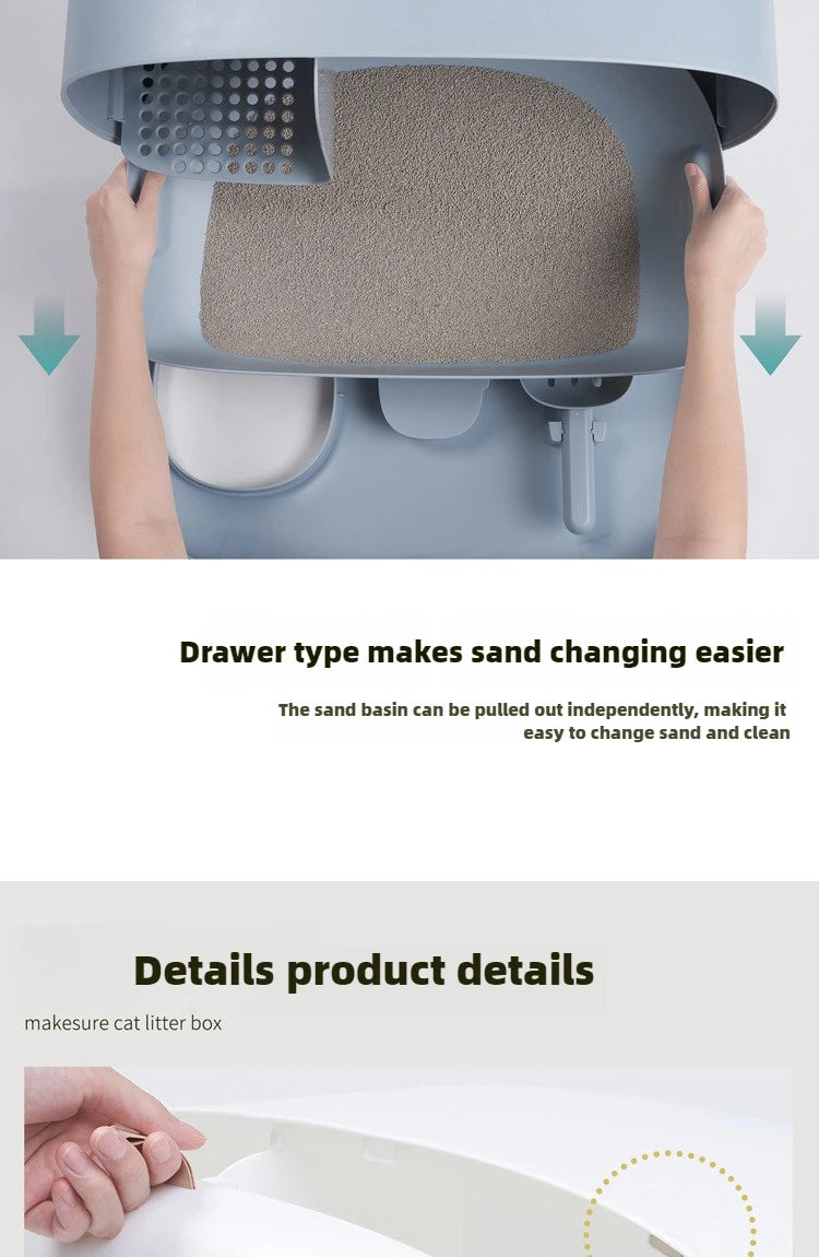 Makesure Cat Litter Box Fully Enclosed Cat Toilet Pet Supplies High-value Cat Toilet Automatic Self-cleaning Litter Box Pi-Mart