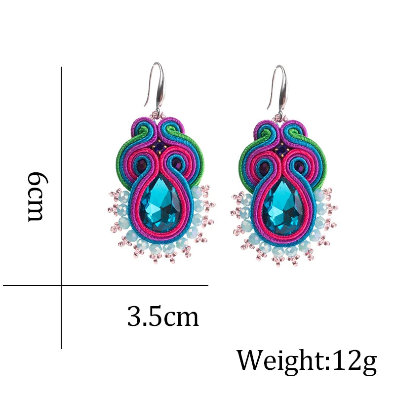 Fashion Handmade Jewelry Soutache Earrings Women Dangle Earrings Ethnic Boho Accessories Colorful Earring New Trendy Gift Pi-Mart