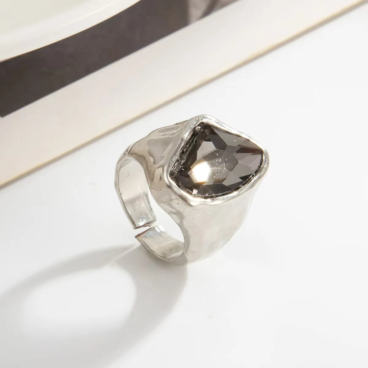 Minimalist Acrylic Rhinestone Open Ring for Women Korean Fashion Geometry Adjustable Knuckle Ring Party Jewelry Lady Gifts Pi-Mart