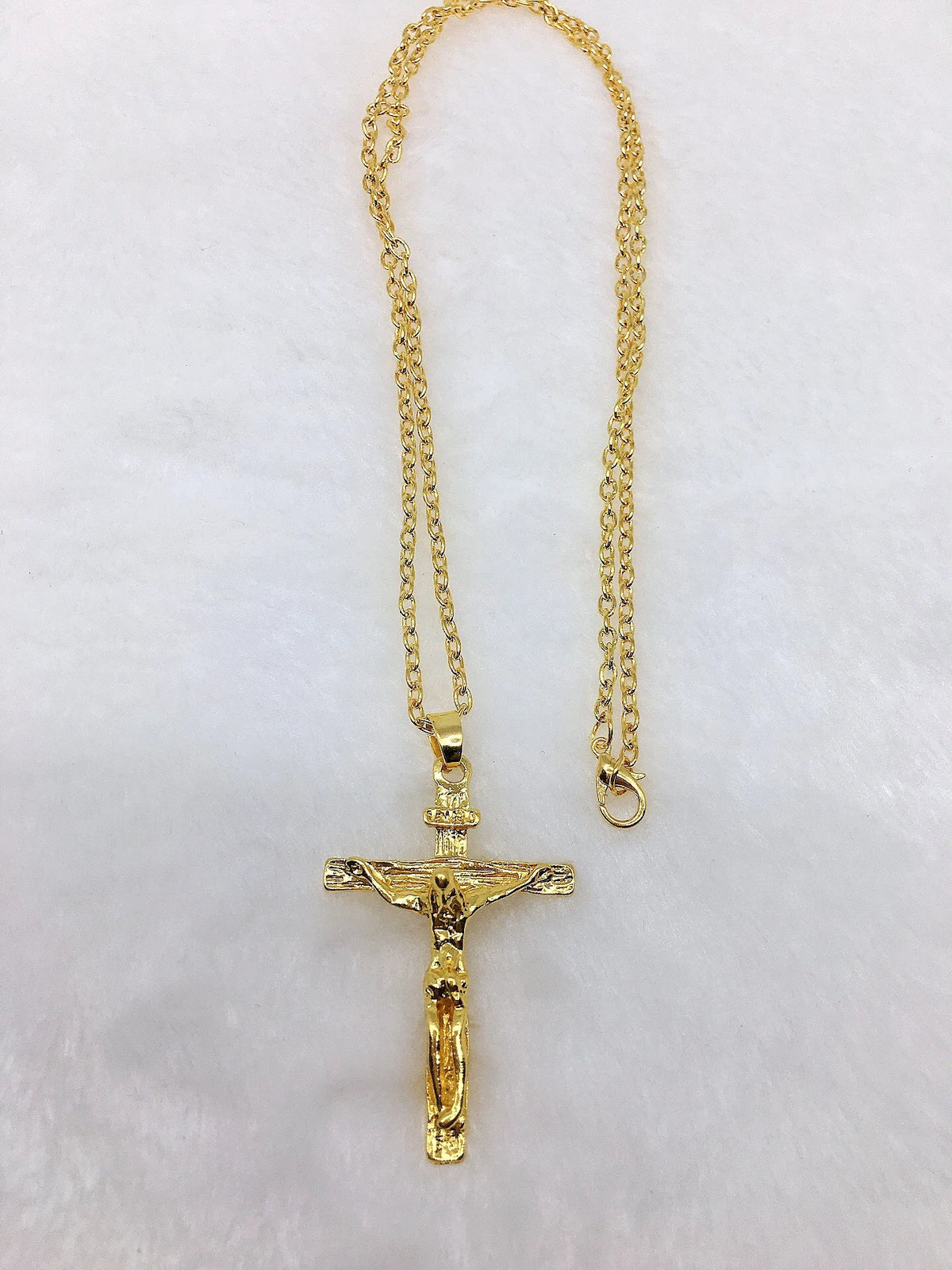 Fashion Crucifix Jesus Christ Men Jewelry Gold Brown Silver Color Metal Cross Pendant With Neck Chain Necklaces For Women Pi-Mart