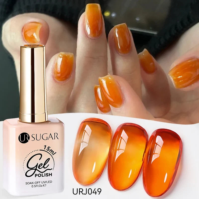 UR SUGAR 15ml Jelly Milky White Translucent Color Gel Polish Semi Permanent UV Gel Nail Art Soak Off Gel Varnish Latest Fashion Tri Light Beauty