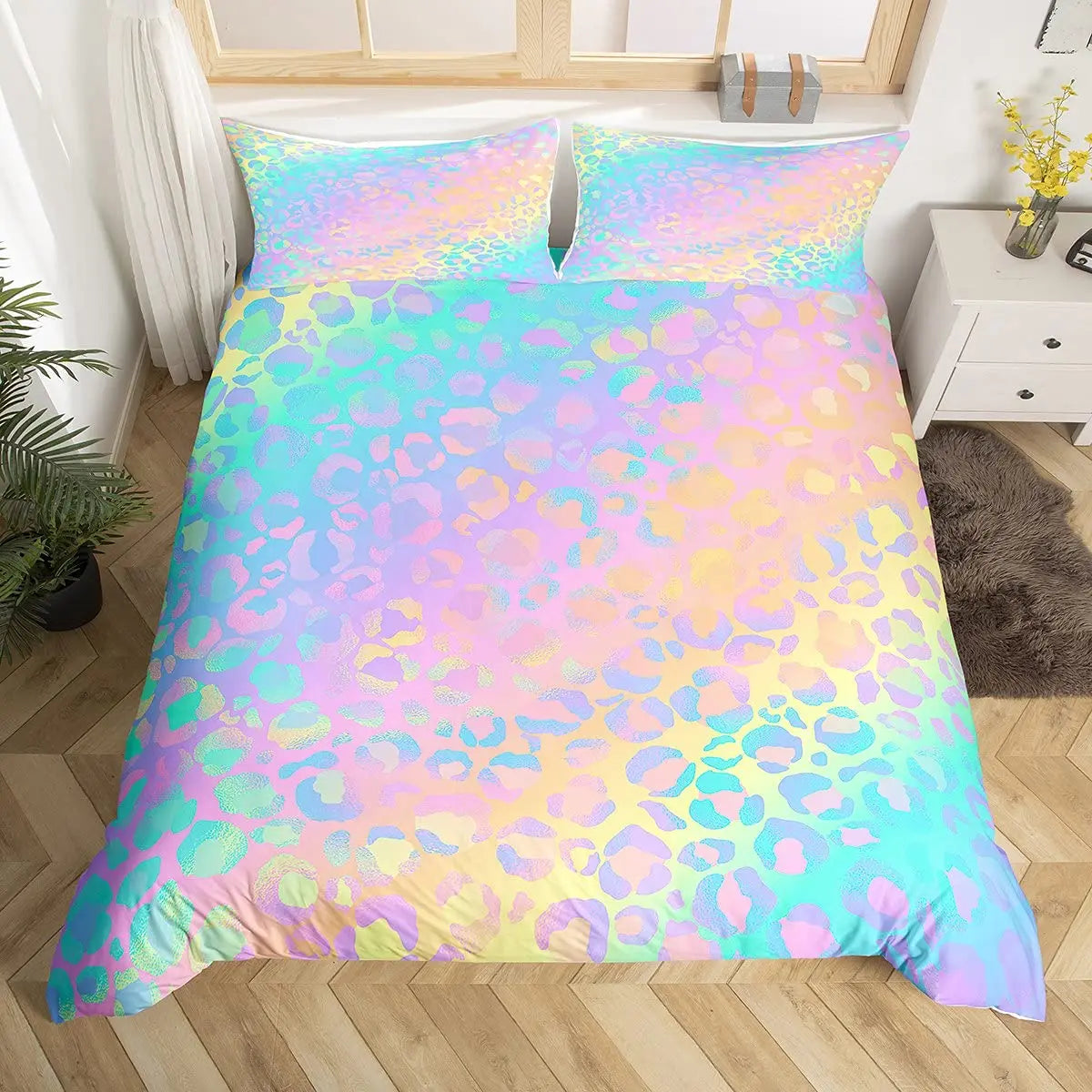 Cheetah Print Duvet Cover Set Leopard Quilt Cover Sets Queen King Size Animal Adults Boys Teenagers Home Bedding 3 Pieces Set Pi-Mart