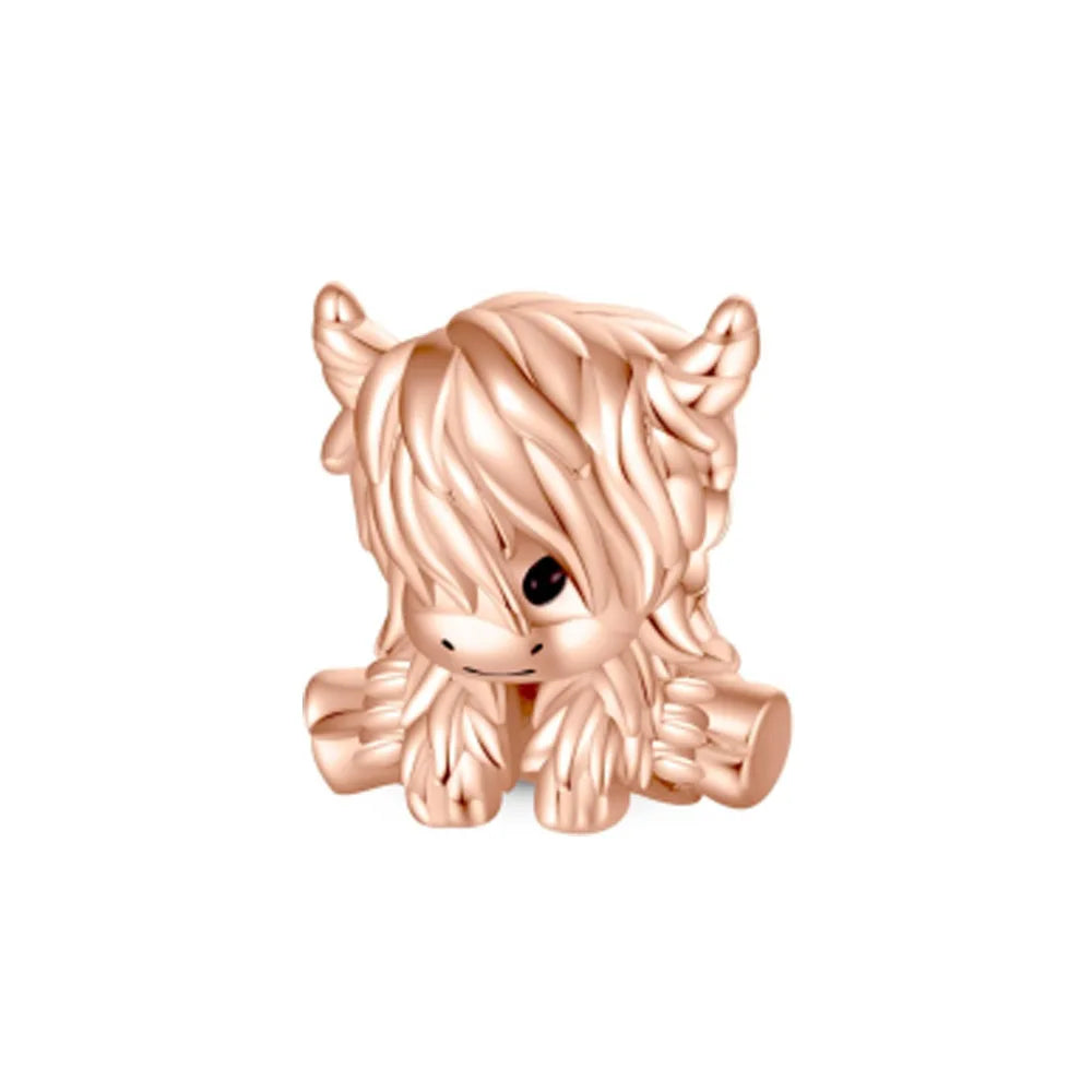 Fashionable 925 Sterling Silver Highland Cow Animal Pendant Suitable for Bracelets, Necklaces, DIY Women's Jewelry Accessories Pi-Mart