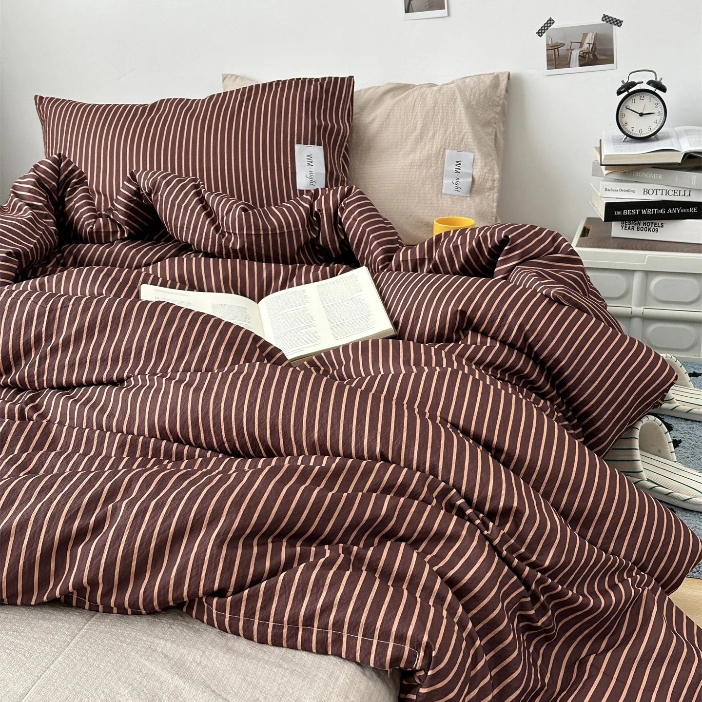 Stripe Bedding Comforter Set with Pillowcase bed sheet Single Full Size Bed Linen Duvet Cover Set Queen/King Double Single Bed LadyShow.Store