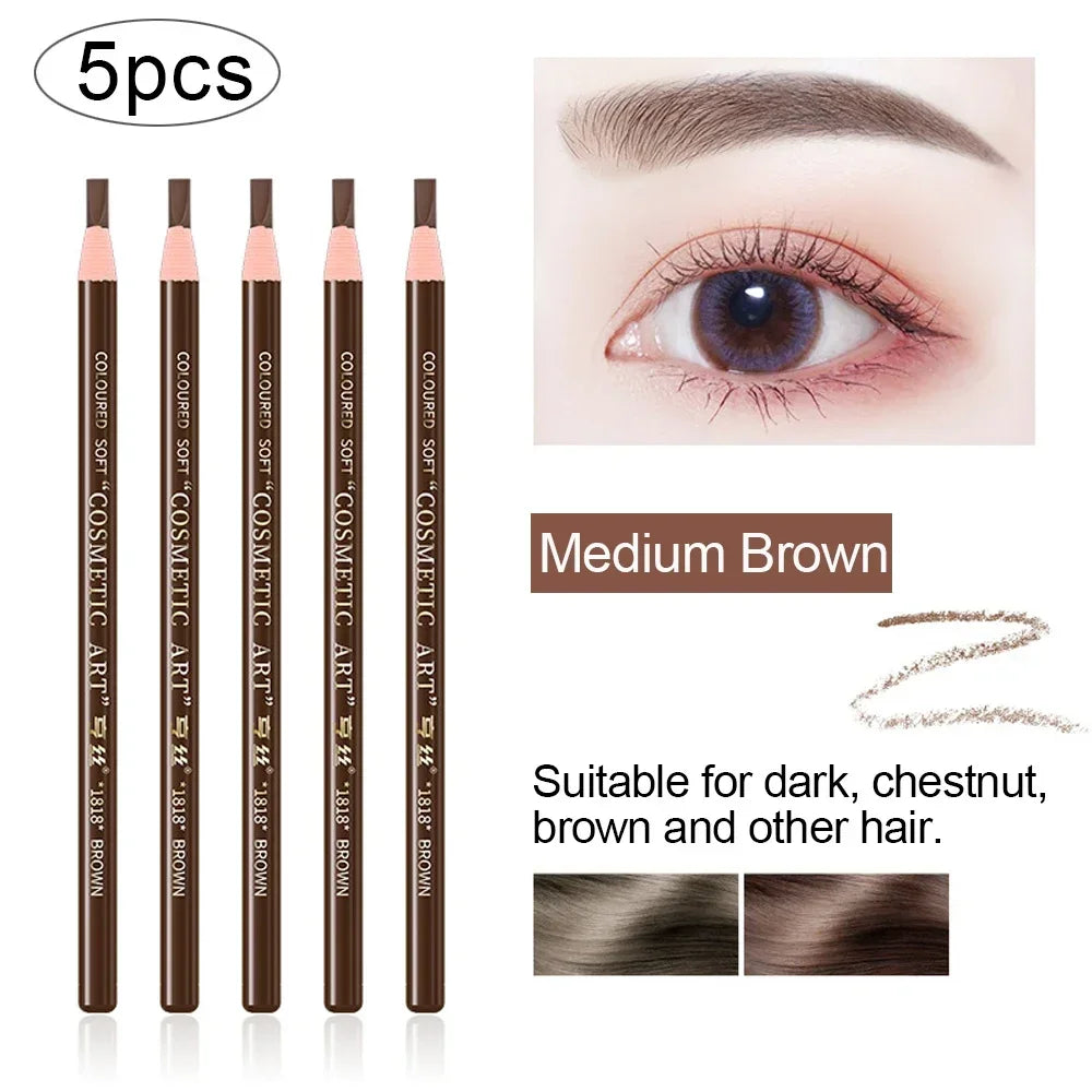 5PCS Professional Microblading Pencil Permanent Eyebrow Pencil Tattoo Waterproof Art Tint Makeup Eye Brow Pen Enhancers Cosmetic Tri Light Beauty