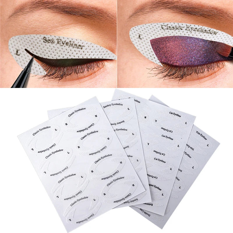 4 Sheets Quick Stencils Eyeliner Eye Makeup Shaping Auxiliary Stickers Eyeshadow Eyebrows Styling Drawing Template Guide Card Pi-Mart