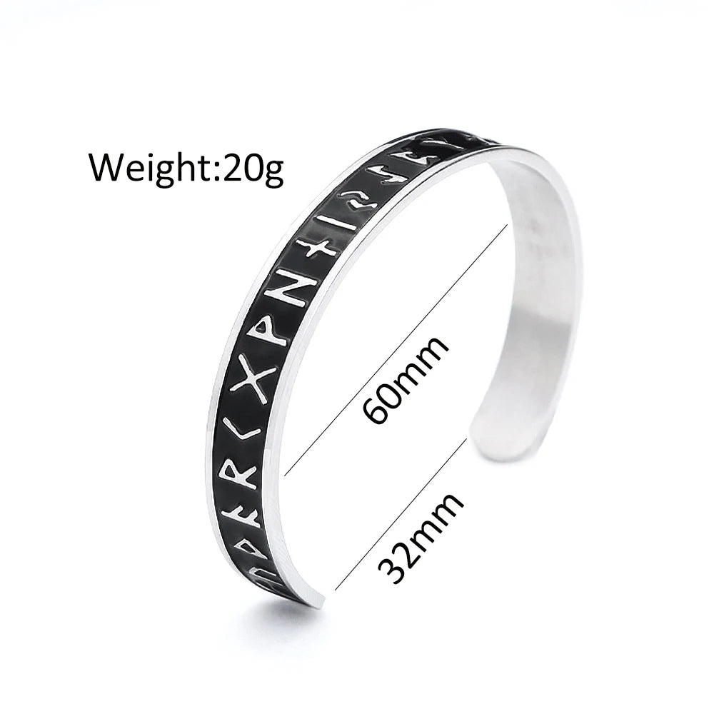 Vintage Nordic Vikings Rune Simple Bracelet For Men Women 316L Stainless Steel Fashion Opening Cuff Bangles Amulet Jewelry Gifts Pi-Mart