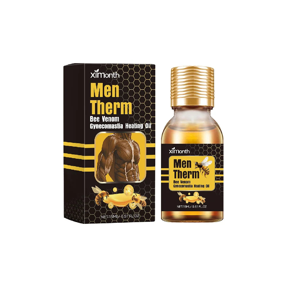 15ml Men's Bee Male Breast Warming Oil Chest Firming Massage Serum Chest Firming Oil Skin Care Pi-Mart