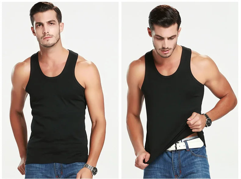2026 New Men's Summer Lightweight Cotton Tight Vest Sports Casual Family Pajamas Outdoor Tight Top Breathable Quick Drying Vest Pi-Mart