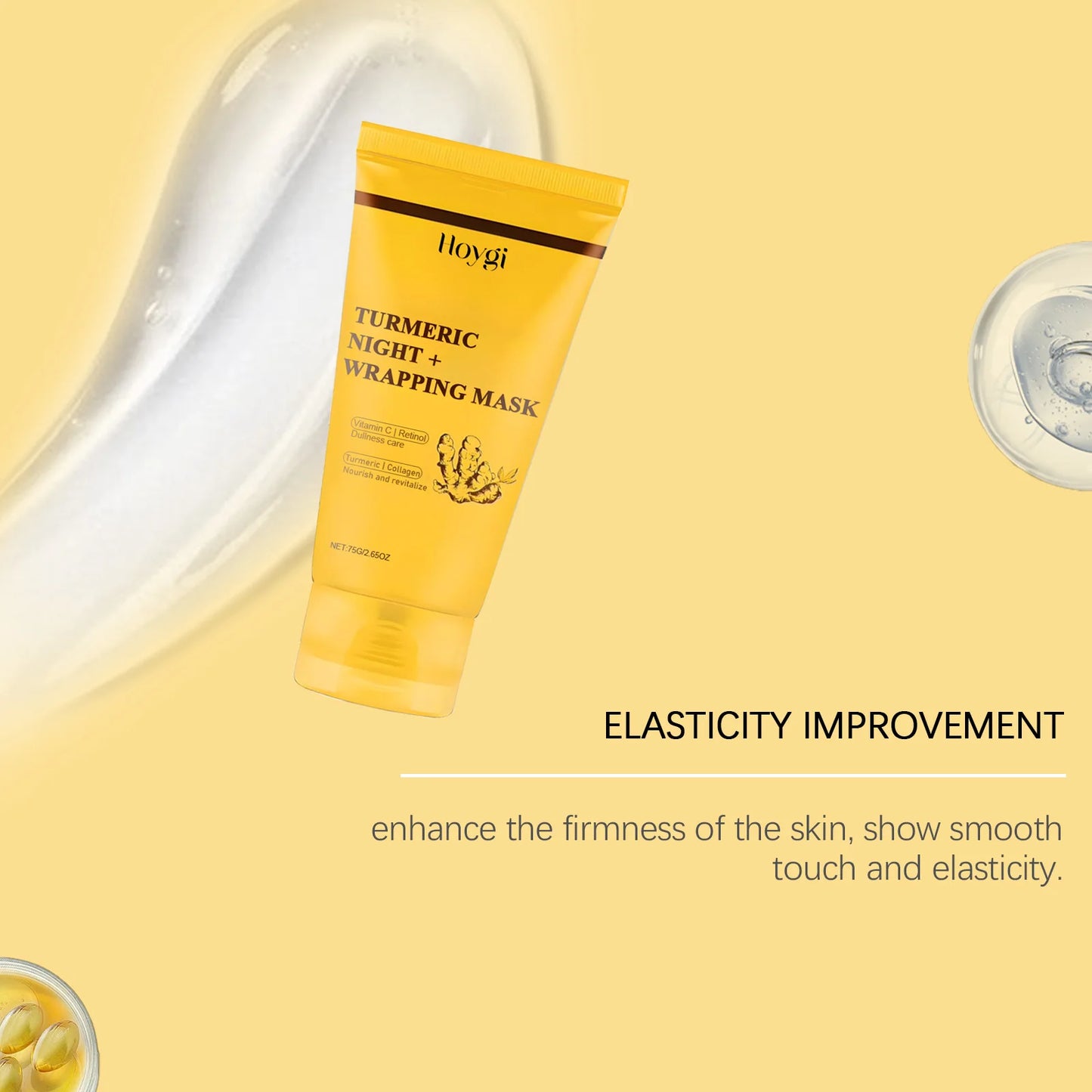 HOYGI Turmeric Collagen Mask Cleansing Pore Improves Spots Gentle Exfoliation Brightening Dullness Smoothing Peel-off Mask 75g Pi-Mart