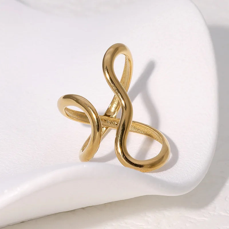 Fashion Stainless Steel Waterproof Open Ring Personality Charms PVD Real Gold 18K Plated Trendy Jewelry for Women Pi-Mart