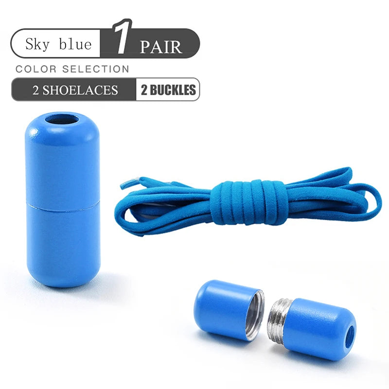 Elastic No Tie Shoelaces Semicircle Shoe Laces For Kids and Adult Sneakers Shoelace Quick Lazy Metal Lock Laces Shoe Strings Pi-Mart