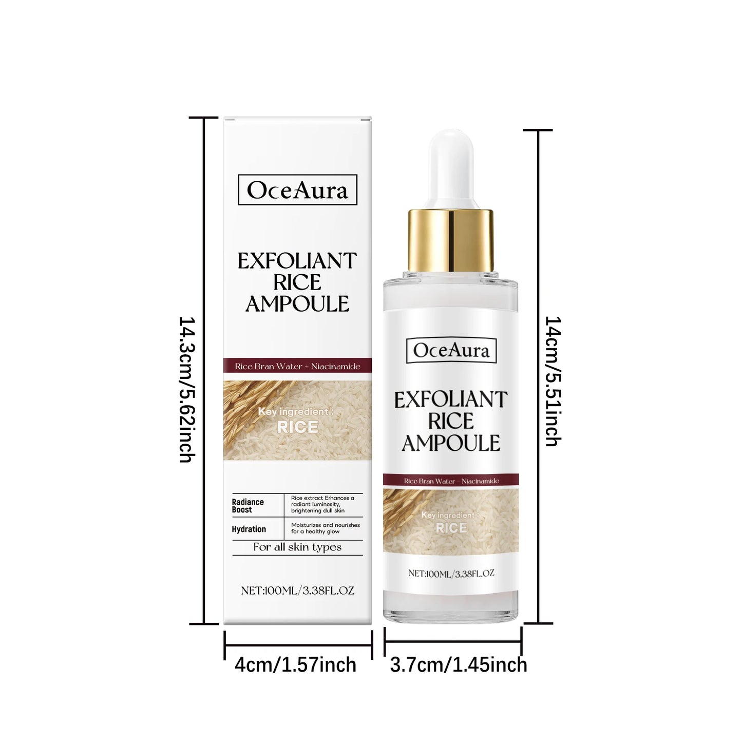 Rice Serum for Face Hydrating Brighten Skin Repair Smooth Facial Essence Gentle Exfoliation Remove Blackheads Collagen Ampoules Pi-Mart
