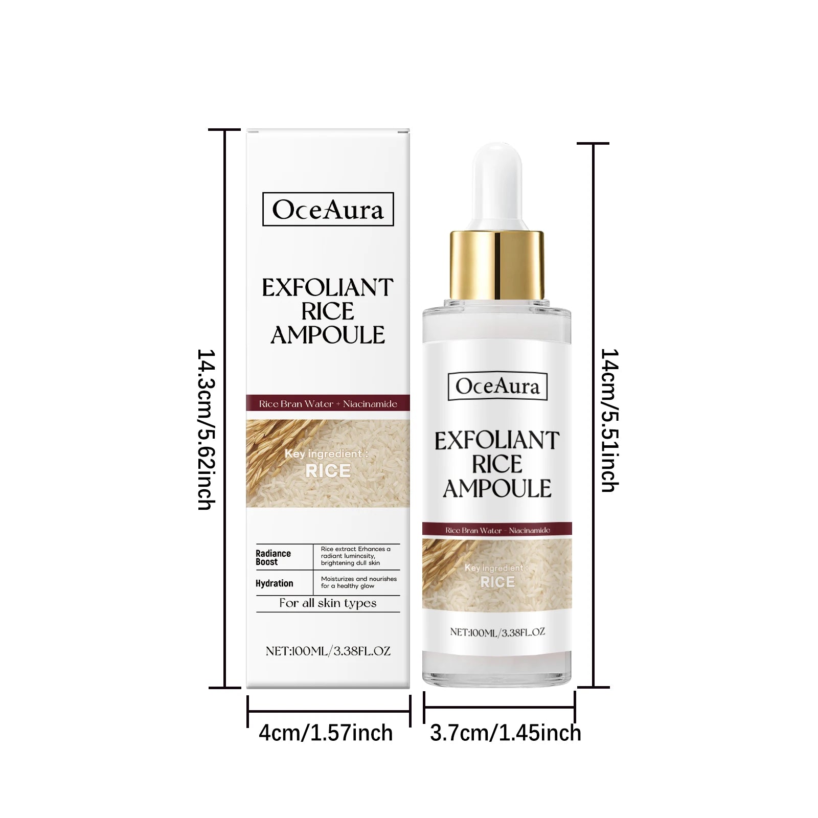 Rice Serum for Face Hydrating Brighten Skin Repair Smooth Facial Essence Gentle Exfoliation Remove Blackheads Collagen Ampoules Pi-Mart