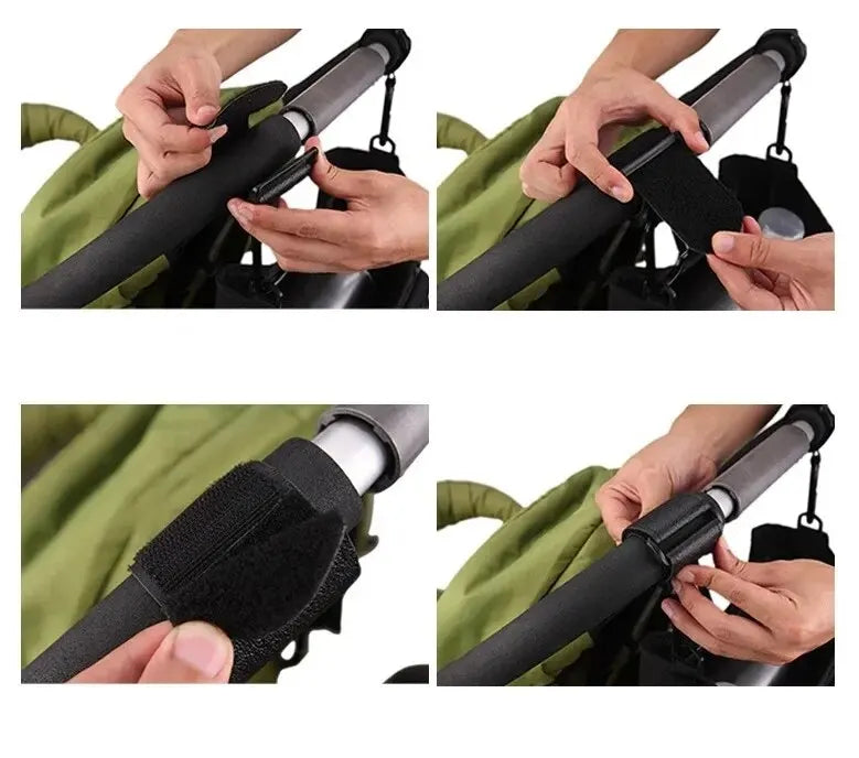 2Pcs Leather Cart Hooks Baby Stroller Hook PU Adjustable Pram Hook Organizer Diaper Bag Hanger Children Travel Accessories Pi-Mart