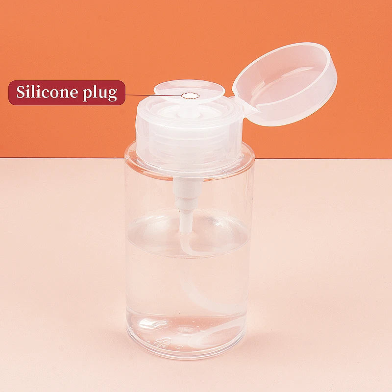 1 Pcs Refillable Bottles Push-type Bottling Empty Pump Dispenser Bottle for Nail Polish and Makeup Remover Bottle Packaging Tri Light Beauty