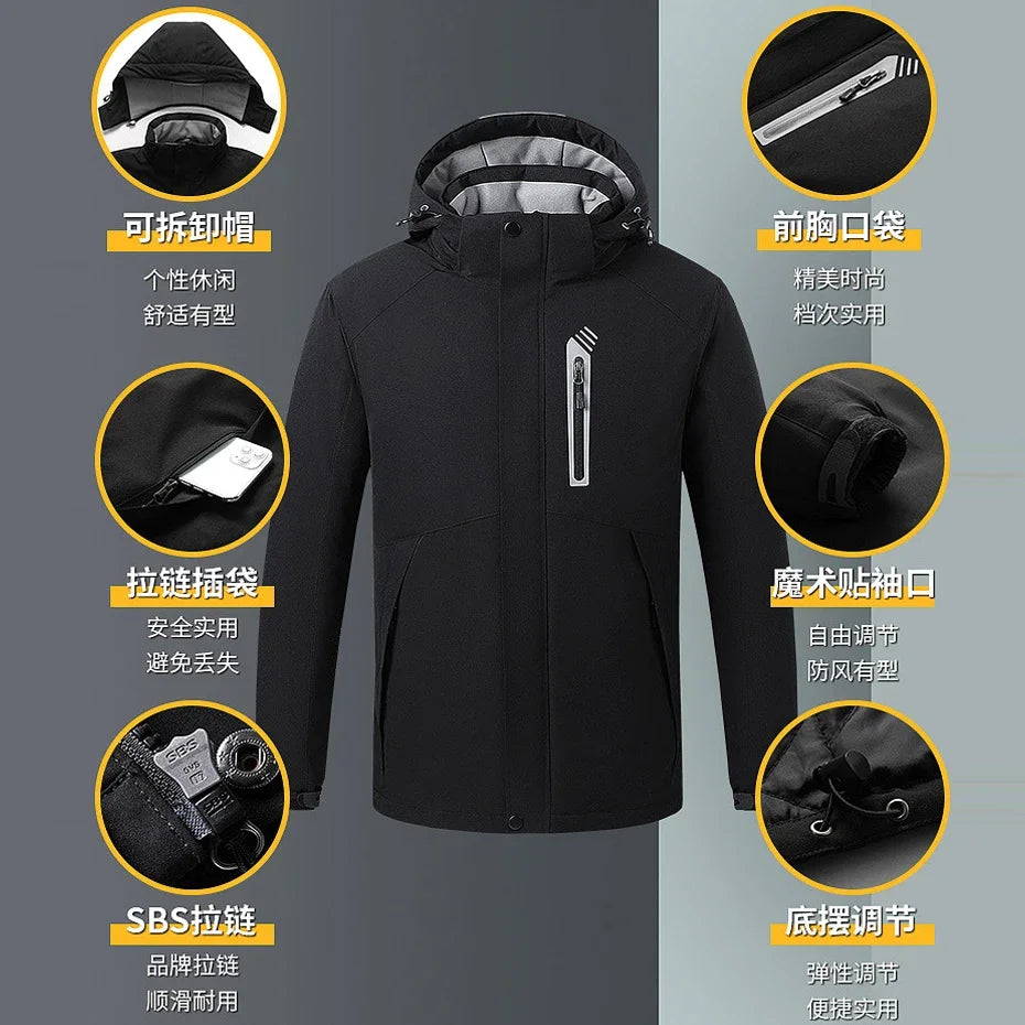 Heating Jackets Men Winter Warm Heated Windbreaker 8 Zones Electric Heated Coat Waterproof Coat Plus Size 5XL Outerwear Male Pi-Mart