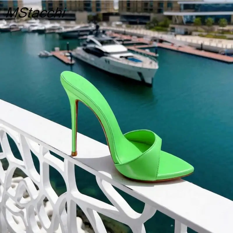 Super-high Heel Slippers Women Shoes Summer Peep Toe Mixed Colors Stiletto Sandals Sexy Party Ladies Shoes Luxury Woman Pumps LadyShow.Store