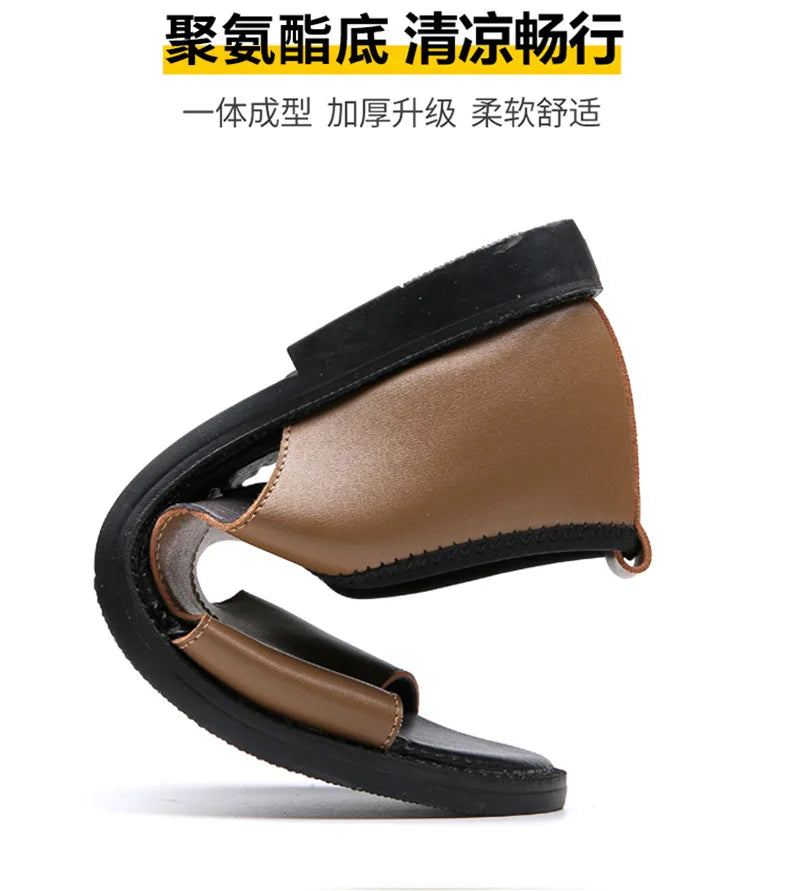 Brand Man Sandals Designer Fashion Leather Casual for Men Summer Comfortable Beach Slippers Outdoor Non-slip Men Sandalias 2026 Pi-Mart