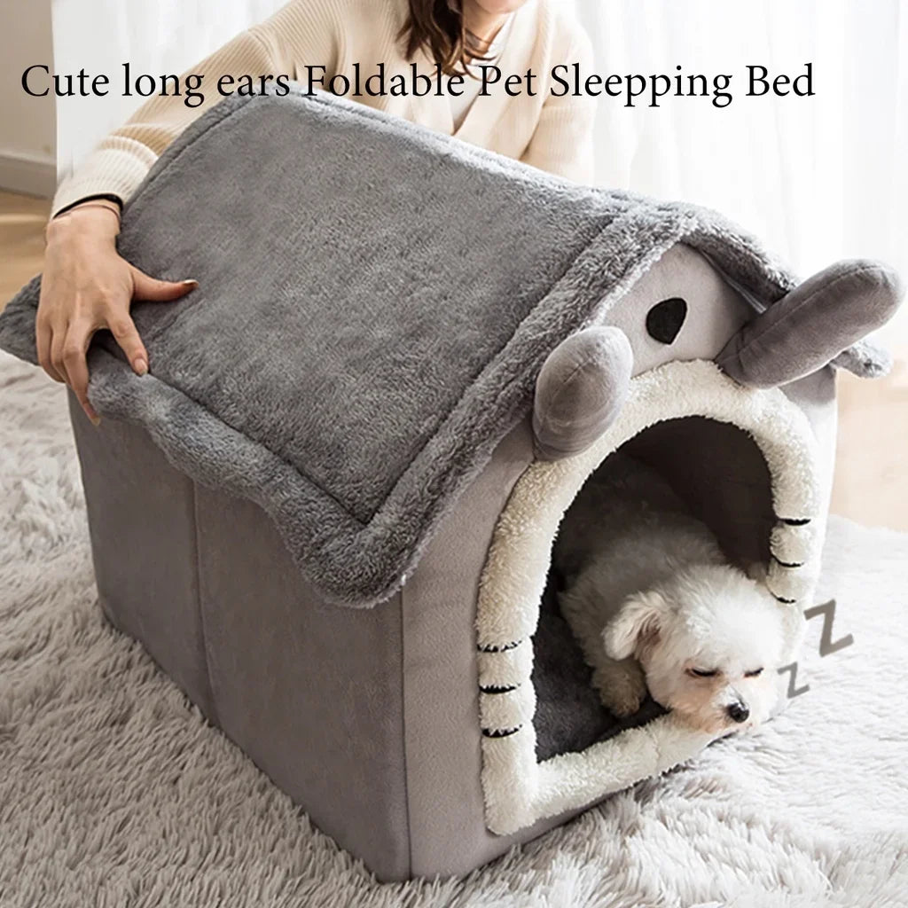 Winter Warm Foldable Pet House Detachable Washable Liner Comfort Kennel Bed for Small Medium Dogs and Cats Indoor Rest Nest Pi-Mart