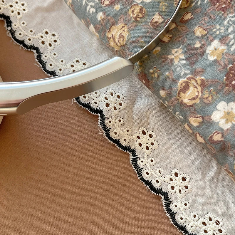 Summer Quilt Korean Style Duvet with Lace Single/Queen Size Comforter Flower Printed Quilted Blanket 여름이불 (No Pillowcase) Pi-Mart