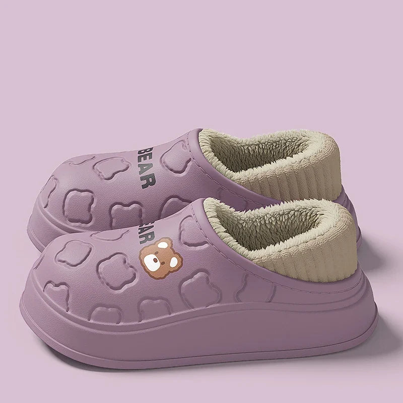 Waterproof Cotton Slippers for Women Men Winter Outdoor Indoor Home Plush Warm Thick Sole Anti slip Cotton Shoes for Couple LadyShow.Store