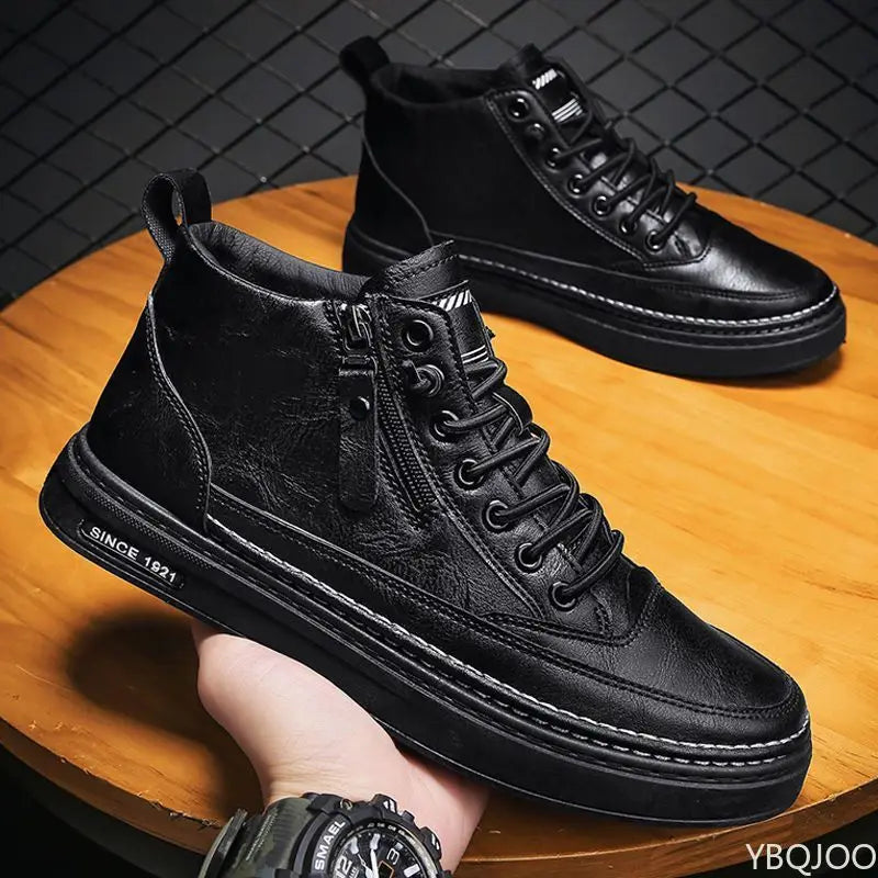 Men's shoes Spring Autumn new high top casual board shoes trend versatile black sports casual simple comfortable shoes for men Pi-Mart