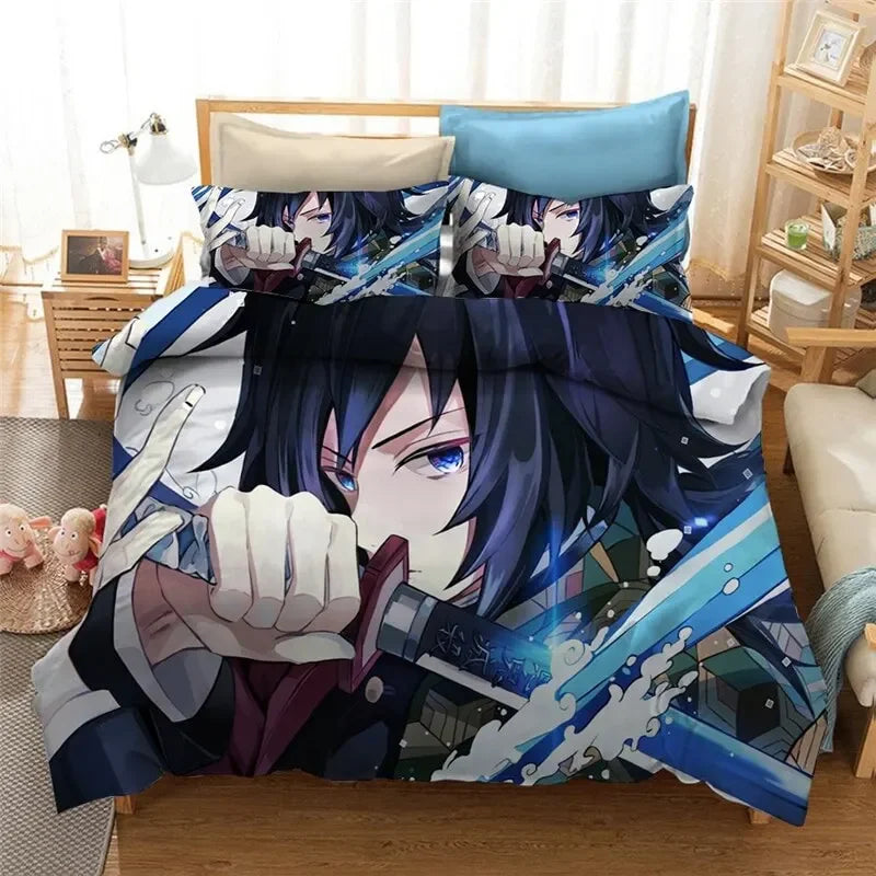 Anime Demon Slayer Duvet Cover Pillowcase 3D Printed Bedding Set Double Twin Full Queen King Adult Kids Bedclothes Quilt Cover Pi-Mart