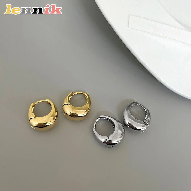 LENNIKOval Elegant Earrings, Women’s 3D Metal Design, Fit for Work/Casual Outfits, Flattering on All Faces, Perfect Gift Choice Pi-Mart